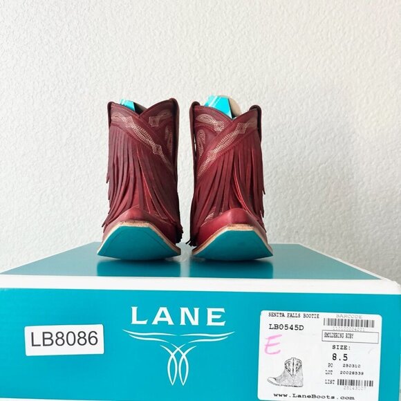 Lane SENITA FALLS Womens Cowboy Bootie 8.5 Red Fringe Western Cowgirl Boots - Picture 10 of 11